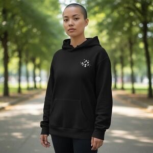 Wild Fable Black Hoodie Disco Ball Star Print Pullover Size M Y2K Rhinestone 70s